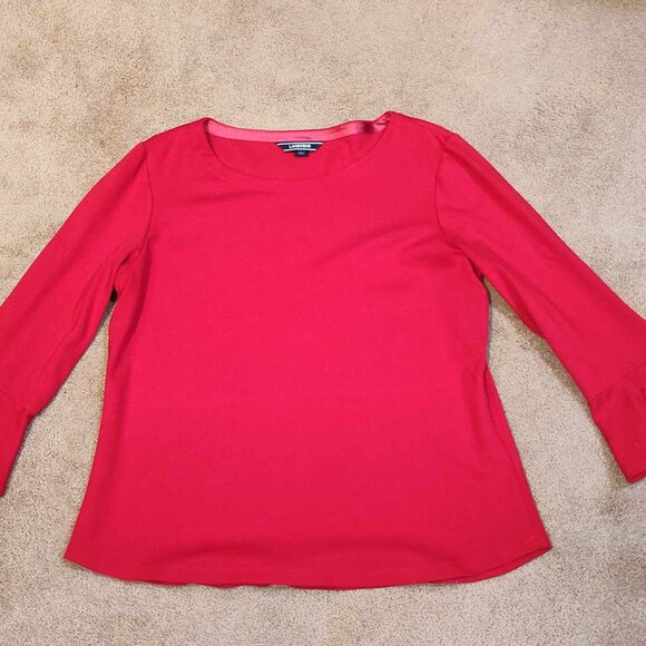 Land's End - 3/4 Flutter sleeve top - Red, size M, 10-12 - Picture 7 of 13